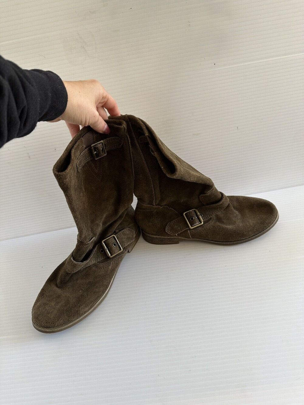 Anthropologie Rebels Bell Brown Leather Suede Boots Size 6.5